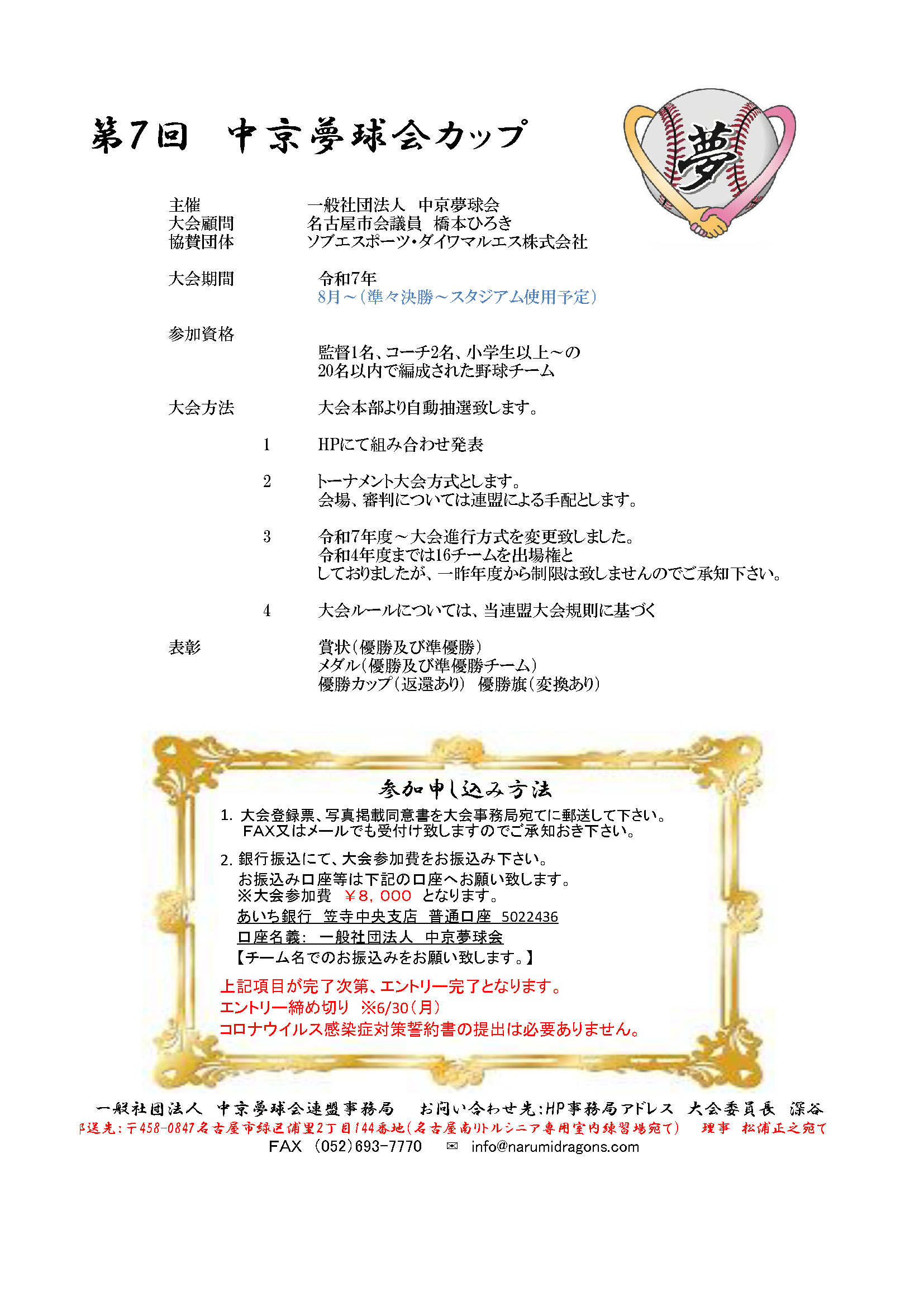 第７回　中京夢球会カップ