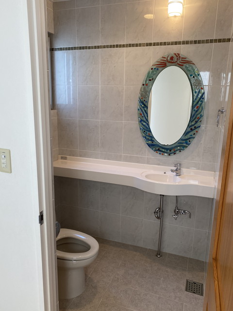 Single house in front of Awase sea wall