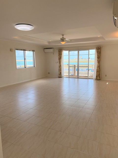 Single house in front of Awase sea wall