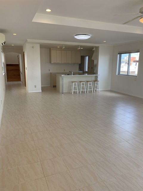 Single house in front of Awase sea wall
