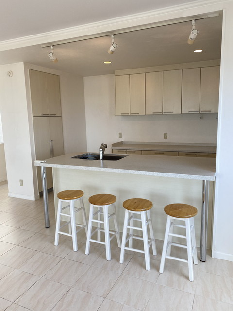 Single house in front of Awase sea wall