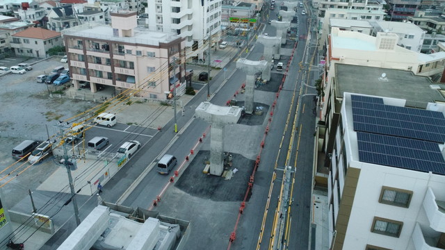 道路工事中の現場の様子。