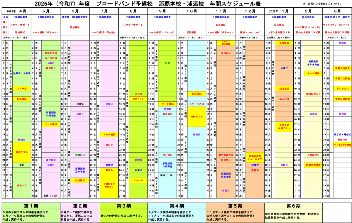2025年間スケジュール