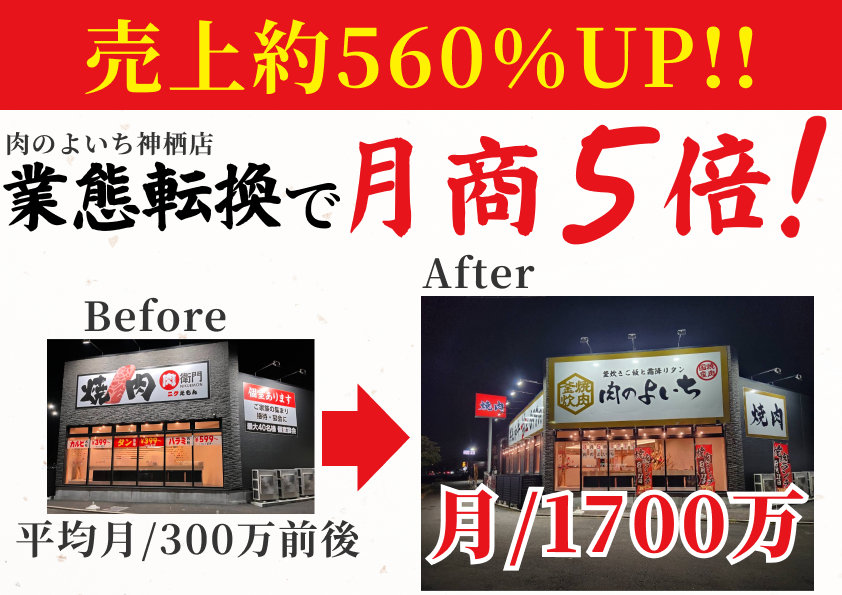 神栖店 業態転換で月商5倍！