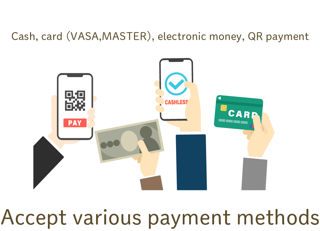 各種決済手段に対応！