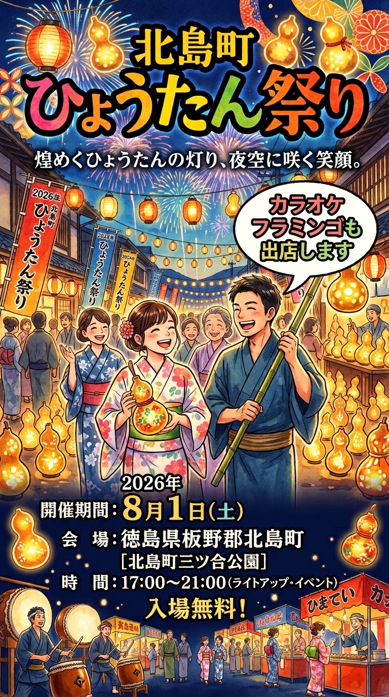今年も北島町ひょうたん祭りに出店致します！