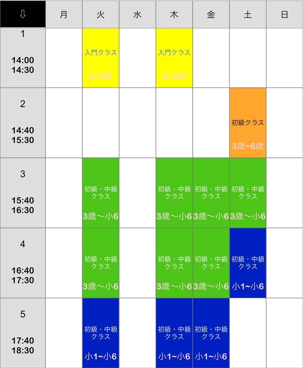 上板校 月間スケジュール　午後