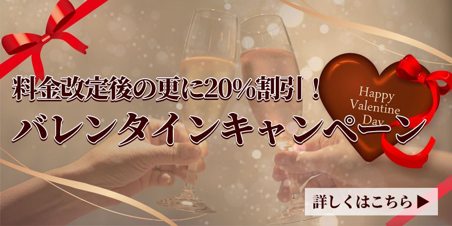 料金改定後の更に20%割引！バレンタインキャンペーン