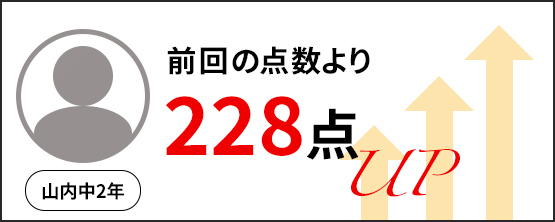 前回の点数より228点UP｜山内中2年
