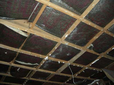 カビで真っ黒になった繊維系断熱材