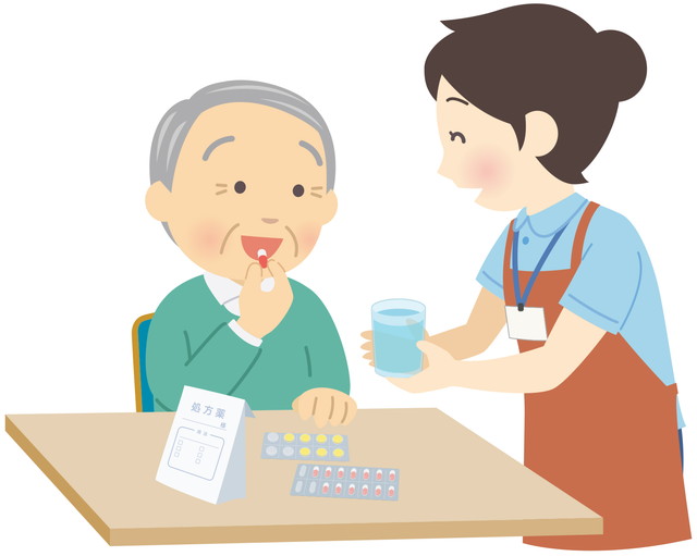 服薬の介助のイラスト