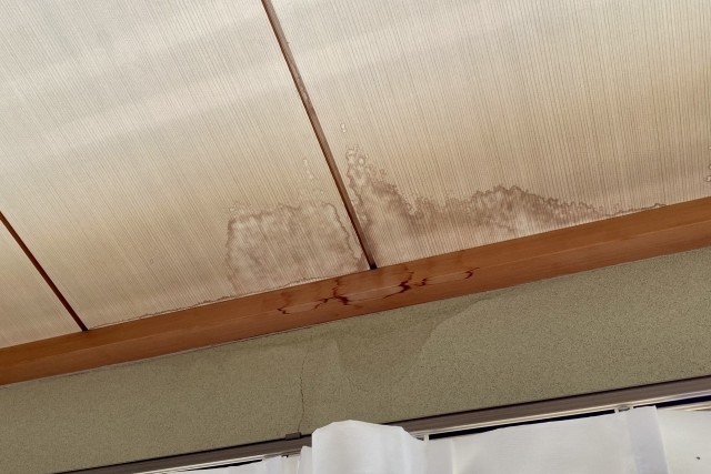 天井にシミがある