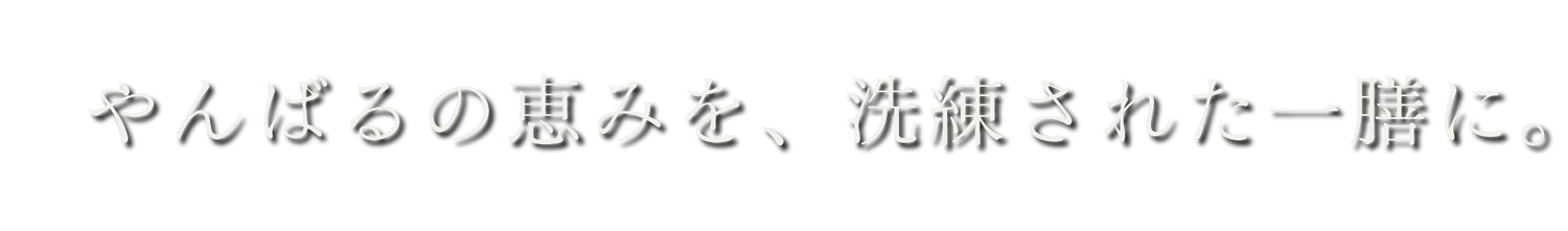 やんばるの恵みを、洗練された一膳に。