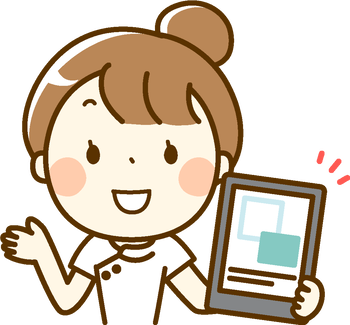 パッド機器を持っている女性