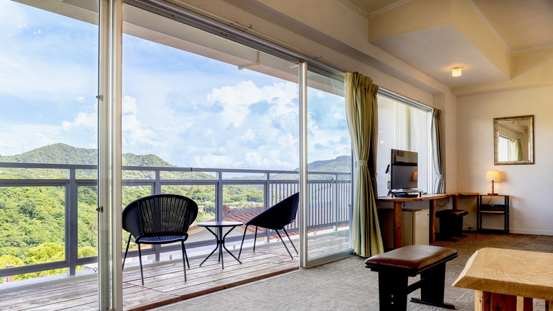 客室から自然を眺望