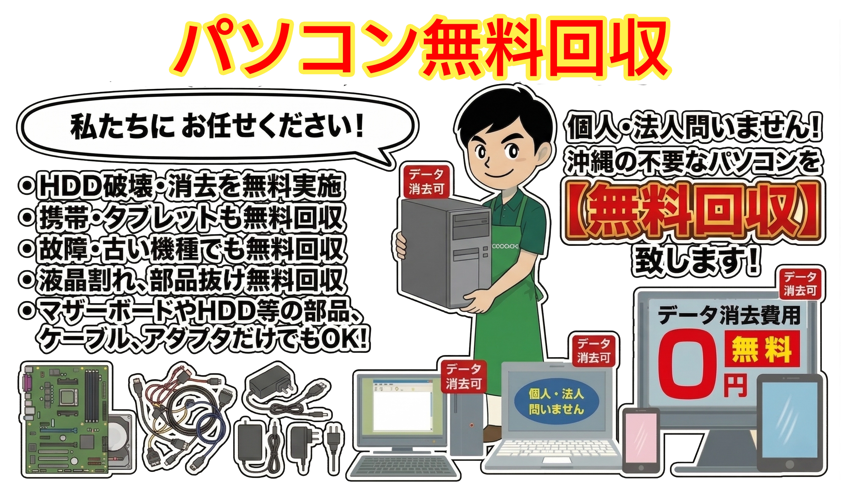 不要なパソコン無料回収メインビュー