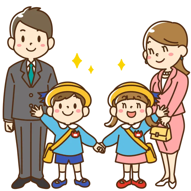 保護者と子どもたちのイラスト