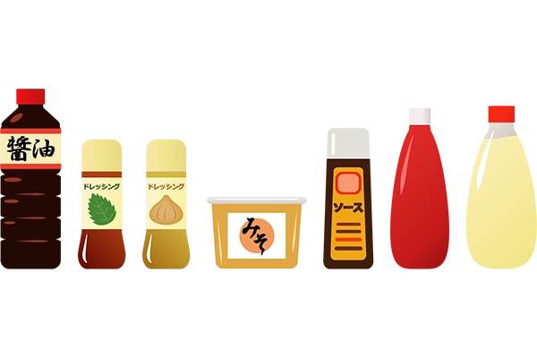醤油やみそなどの調味料のイラスト