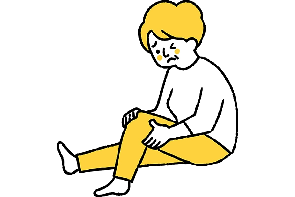 関節の痛みで座り込んでいるイラスト