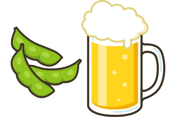 ビールと枝豆のイラスト