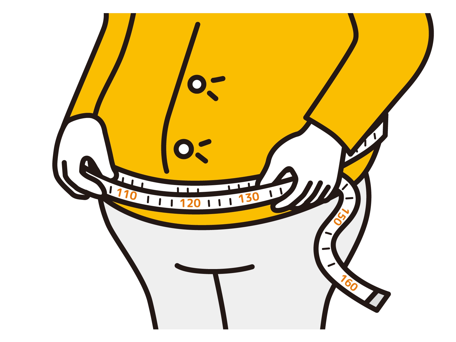 メジャーでお腹まわりを測っているイラスト