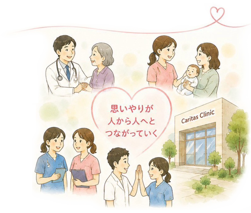 患者様とスタッフの思いやりがつながるイメージ