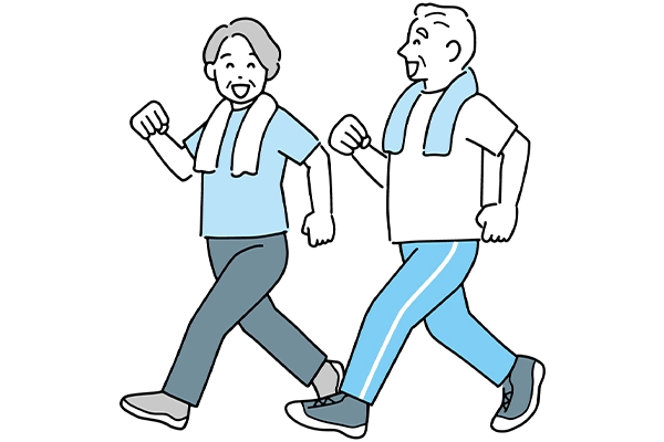 ウォーキングをしている2人のイラスト