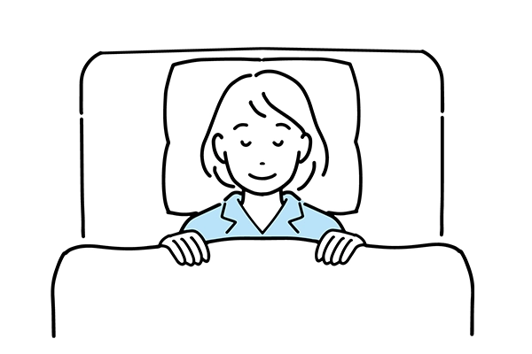 ベッドでゆっくり眠っているイラスト