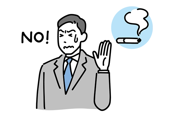 たばこを断っている男性のイラスト