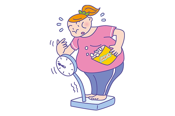 食べ過ぎと体重増加が気になる人のイラスト