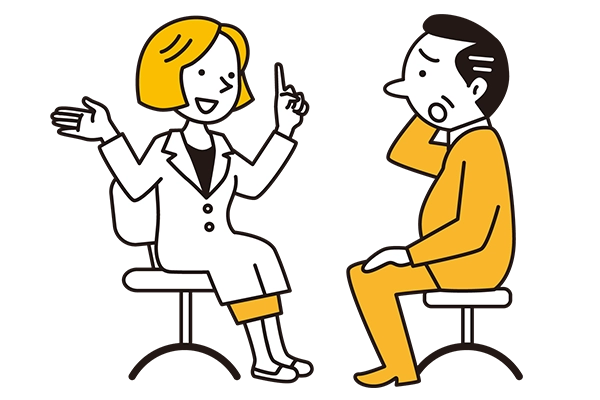 医師が患者に検査結果を説明しているイラスト