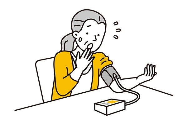 血圧を測って数値に驚いている方のイラスト