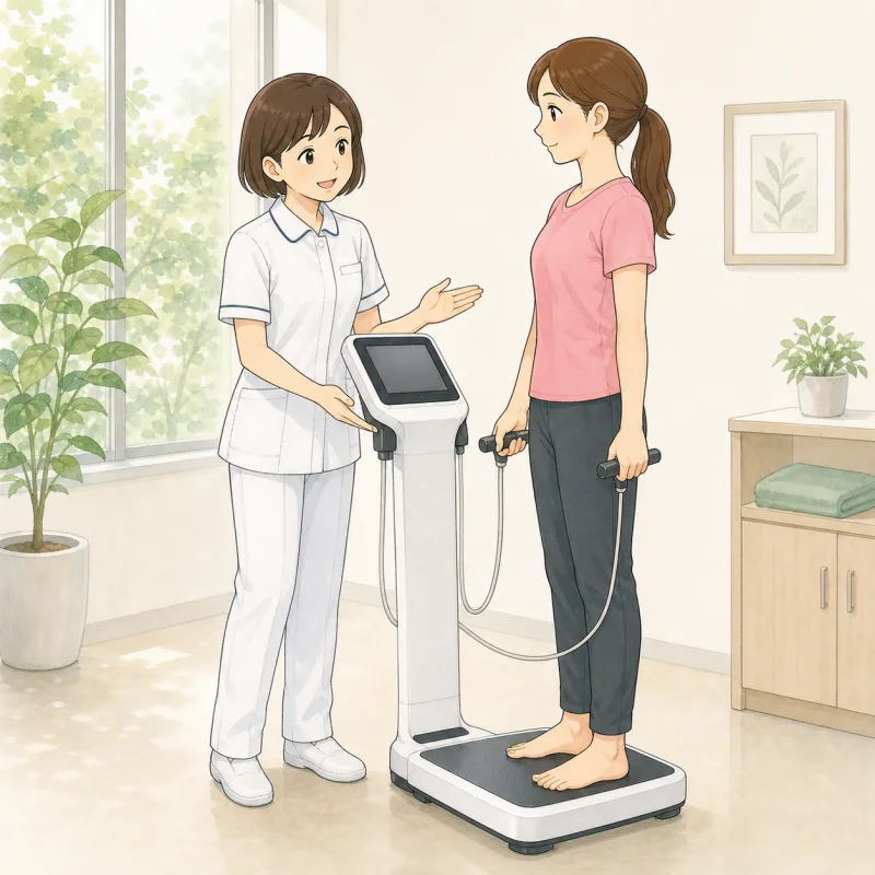 体組成計でInBody測定を行うイメージ