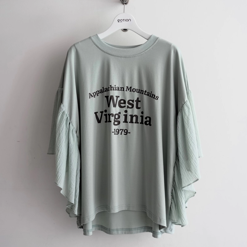 ひらひらスリーブロゴTシャツ(mint green)