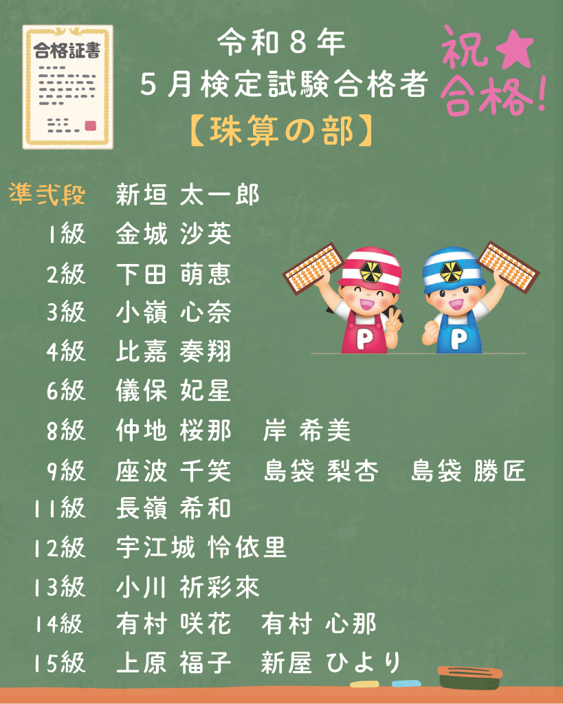 令和８年５月検定試験合格者