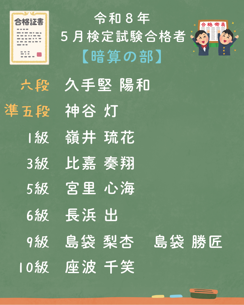 令和８年５月検定試験合格者
