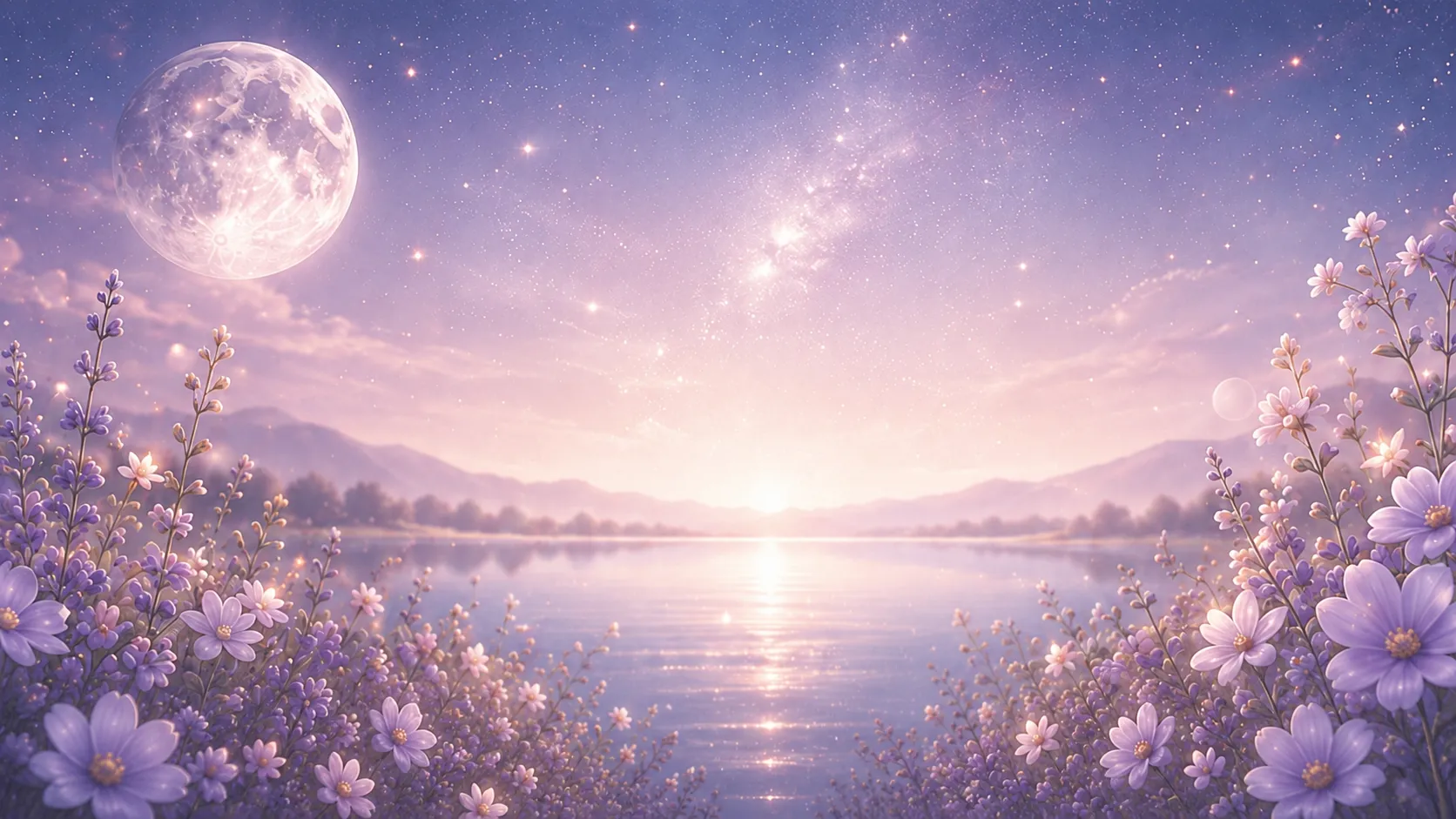 Lumina Journey メインビジュアル - 月と花の世界観イラスト