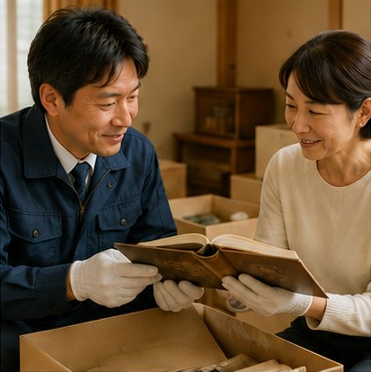 お客様に寄り添い遺品を仕分けするスタッフ