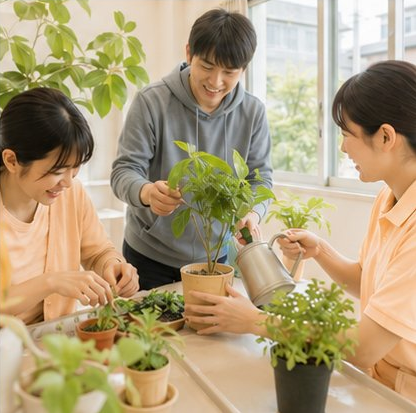 みんなで植物を囲む日々の活動