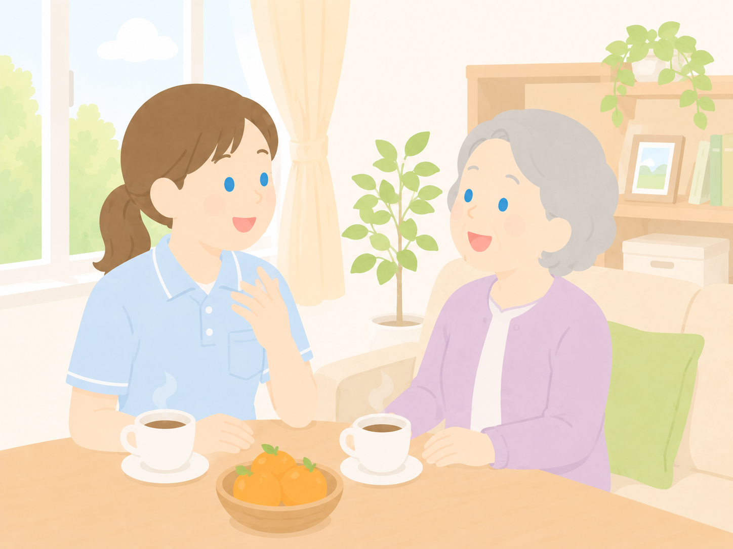 ご自宅で寄り添う様子
