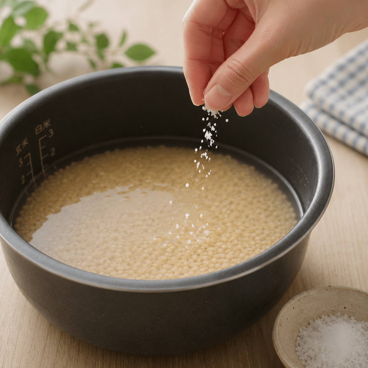 炊く前に塩をひとつまみ