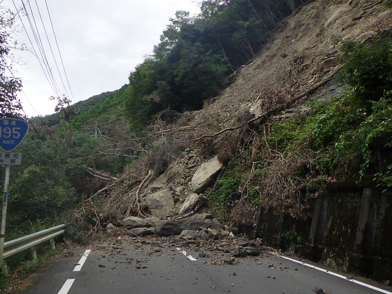 R6那土　国道195号　那賀・朴野　道路応急対策工事（施工前）
