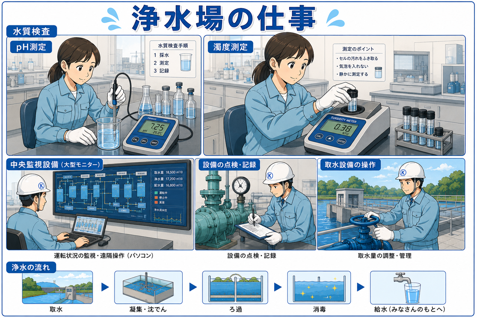 浄水場の仕事の流れ