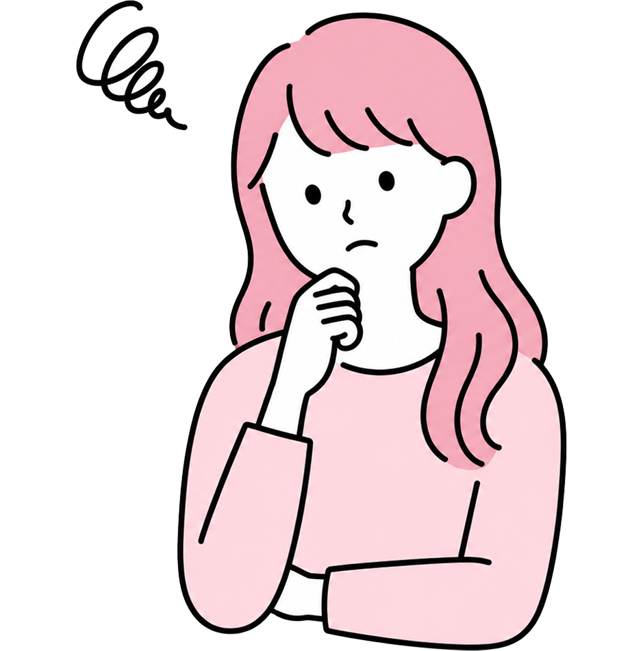 不安そうに考えている女性のイラスト
