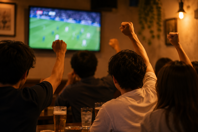 夜：スポーツバーの様子