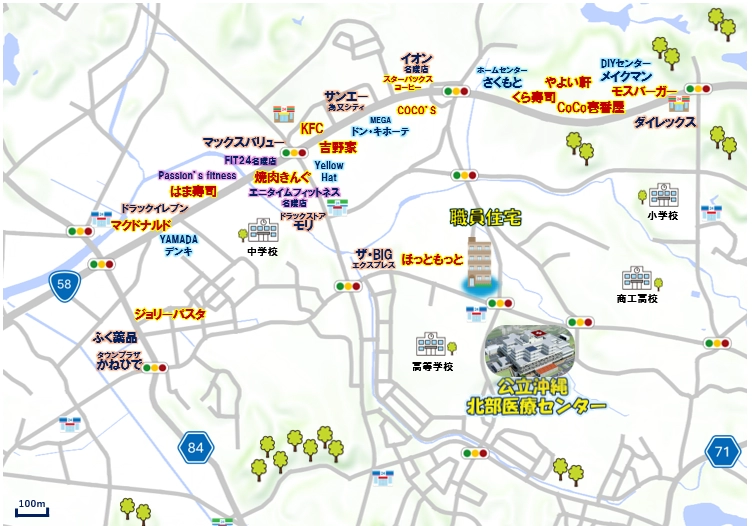 病院・職員住宅予定地周辺の生活圏マップ