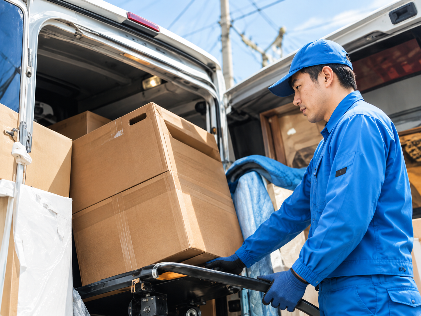 トラックへ荷物を積み込むスタッフ