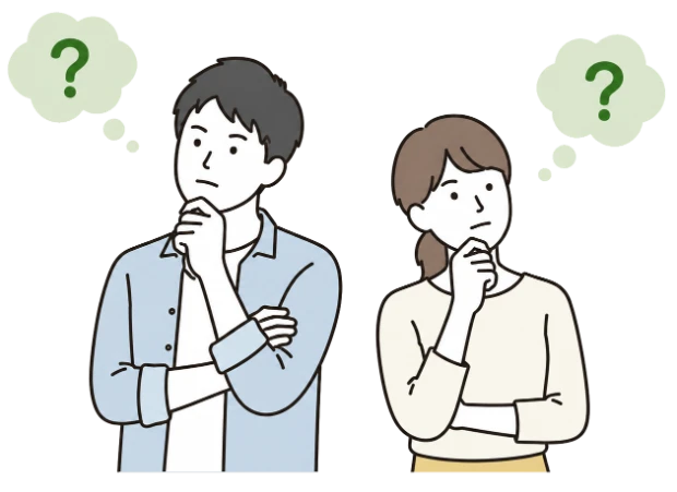 悩んでいる男女のイラスト