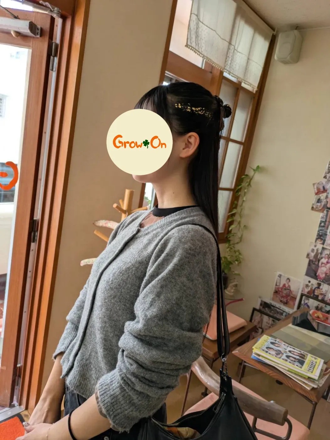 ロングヘアのハーフアップ