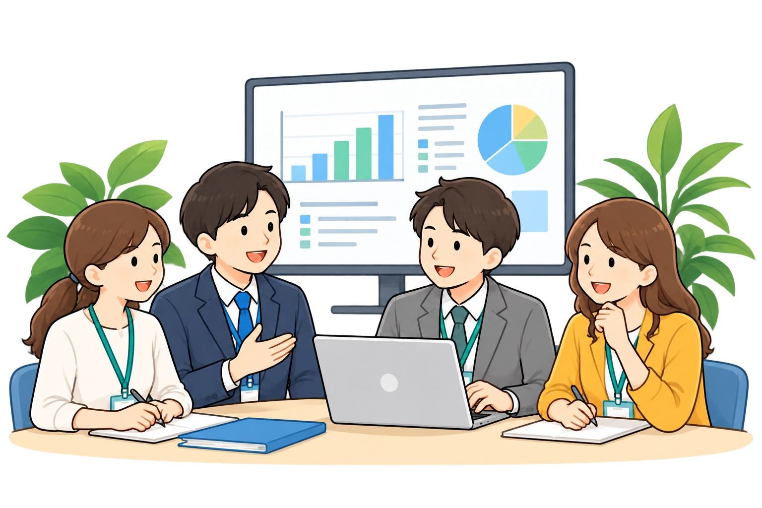 社員がパソコン研修を受けている様子